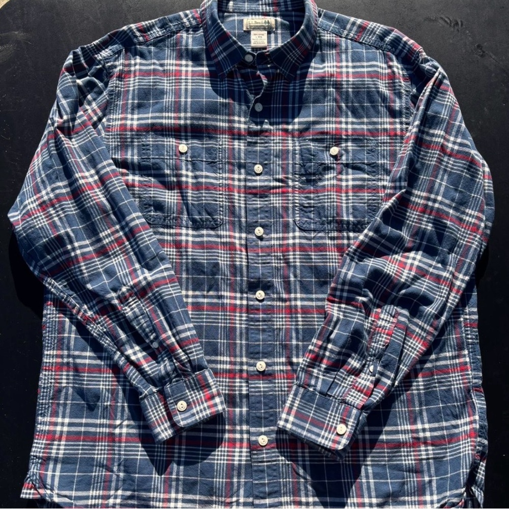 Mens LL bean longsleeve plaid shirt